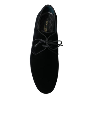 Schwarze Samtschnürer für formelle Derby-Schuhe