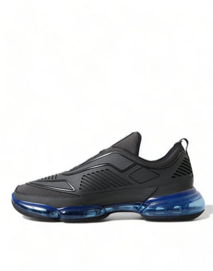 Schwarz Blau Rubber Knit Slip On Low Top Sneakers Schuhe