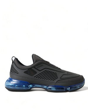 Schwarz Blau Rubber Knit Slip On Low Top Sneakers Schuhe