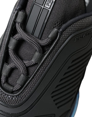 Schwarz Blau Rubber Knit Slip On Low Top Sneakers Schuhe