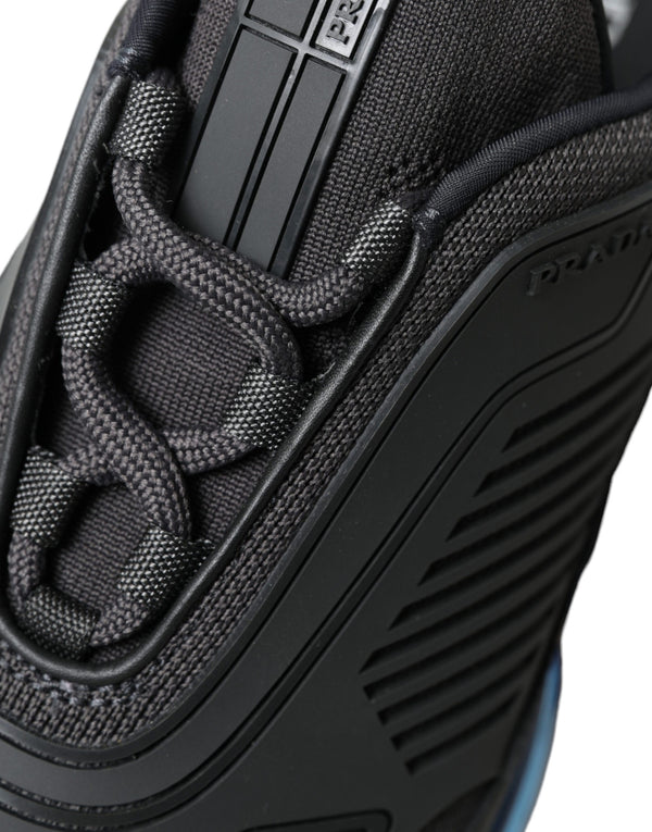 Schwarz Blau Rubber Knit Slip On Low Top Sneakers Schuhe