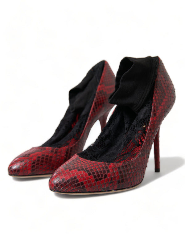 Rote Ayers Leder Schnürsocken Pumps Schuhe