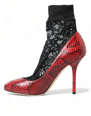 Rote Ayers Leder Schnürsocken Pumps Schuhe