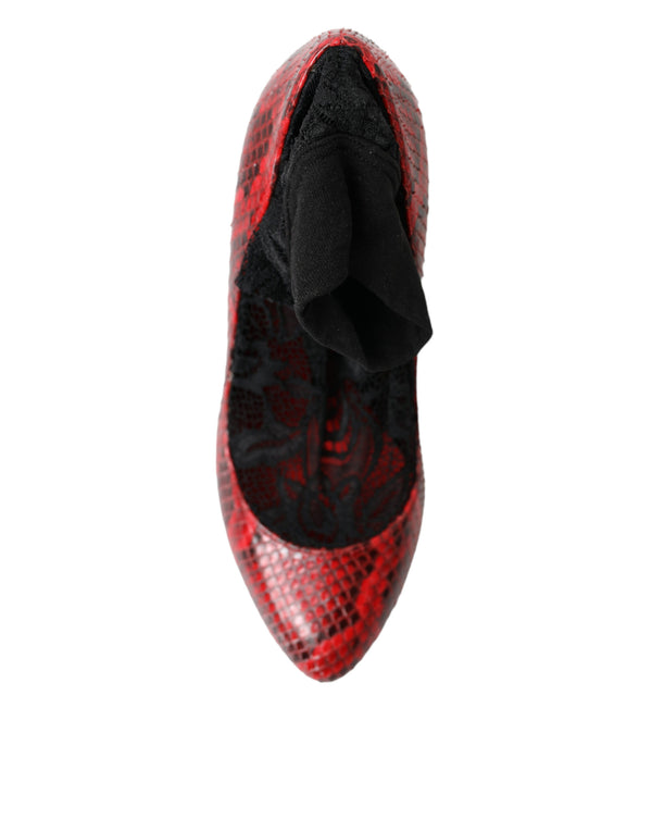Rote Ayers Leder Schnürsocken Pumps Schuhe