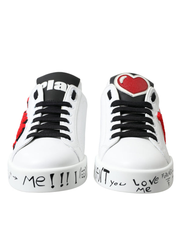 Weiß Love Patch Portofino Klassische Turnschuhe Schuhe