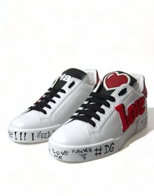 Weiß Love Patch Portofino Klassische Turnschuhe Schuhe