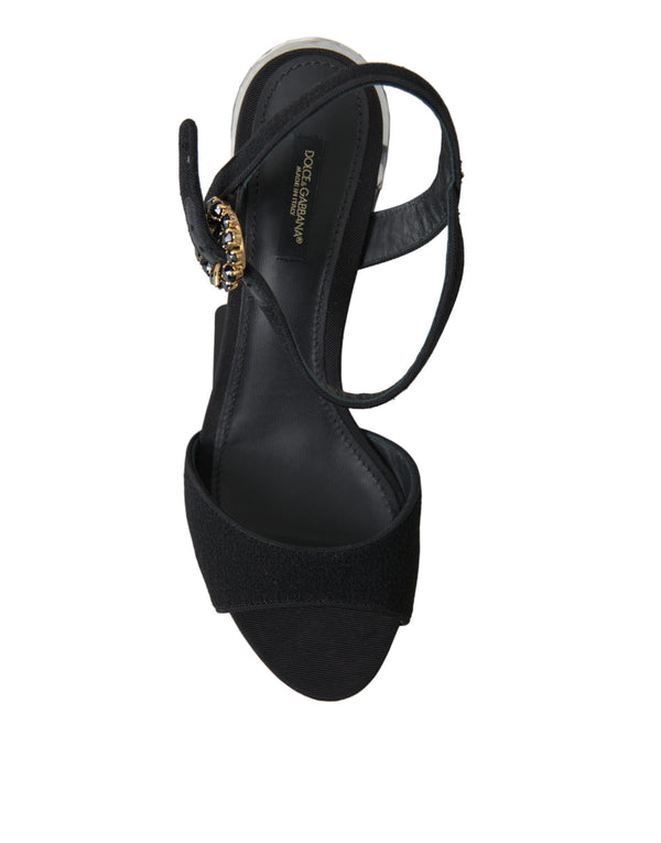 Schwarze Kristalle Riemchensandalen Schuhe