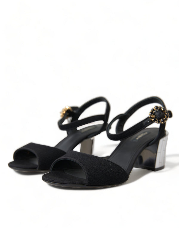 Schwarze Kristalle Riemchensandalen Schuhe