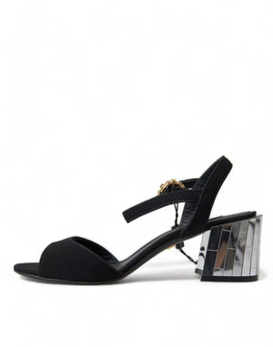 Schwarze Kristalle Riemchensandalen Schuhe