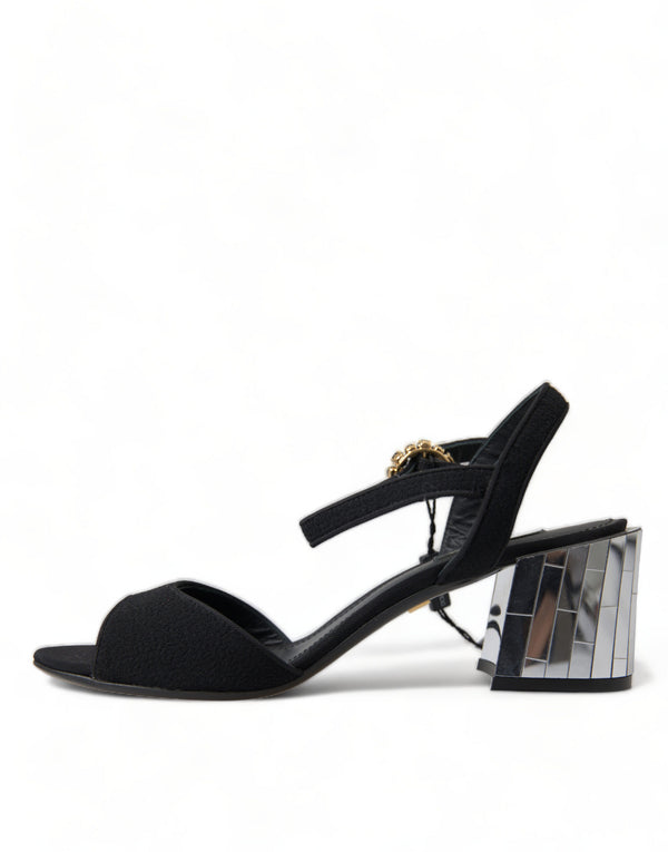 Schwarze Kristalle Riemchensandalen Schuhe