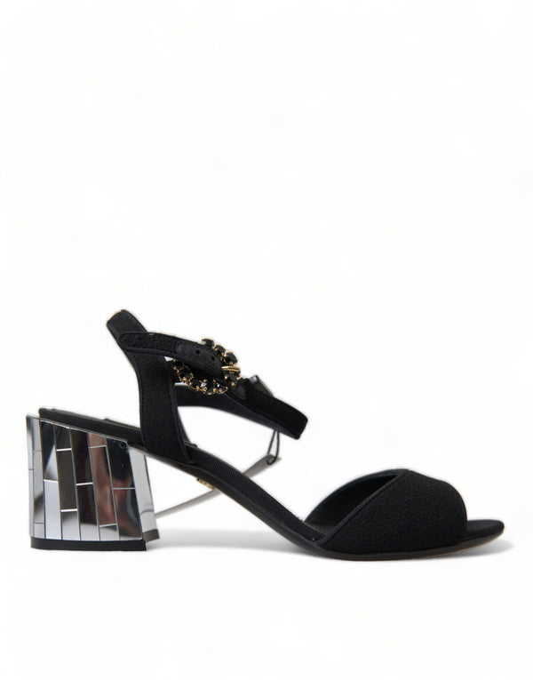 Schwarze Kristalle Riemchensandalen Schuhe