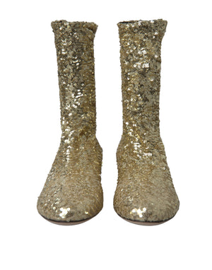 Gold Pailletten kurze Stiefel Stretch Schuhe
