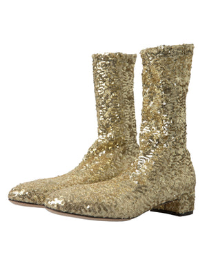 Gold Pailletten kurze Stiefel Stretch Schuhe