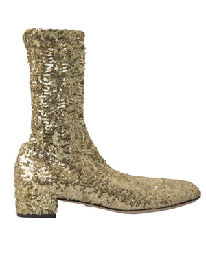 Gold Pailletten kurze Stiefel Stretch Schuhe