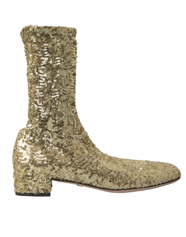 Gold Pailletten kurze Stiefel Stretch Schuhe