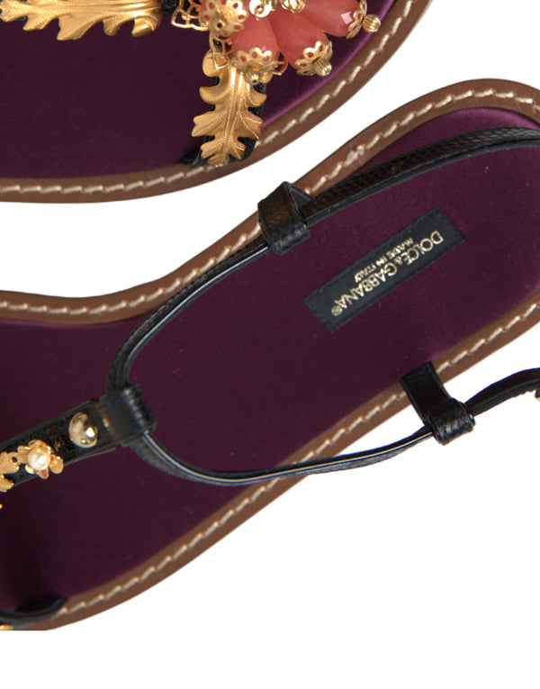 Schwarz Kristall Gold Sandalen Leder Schuhe