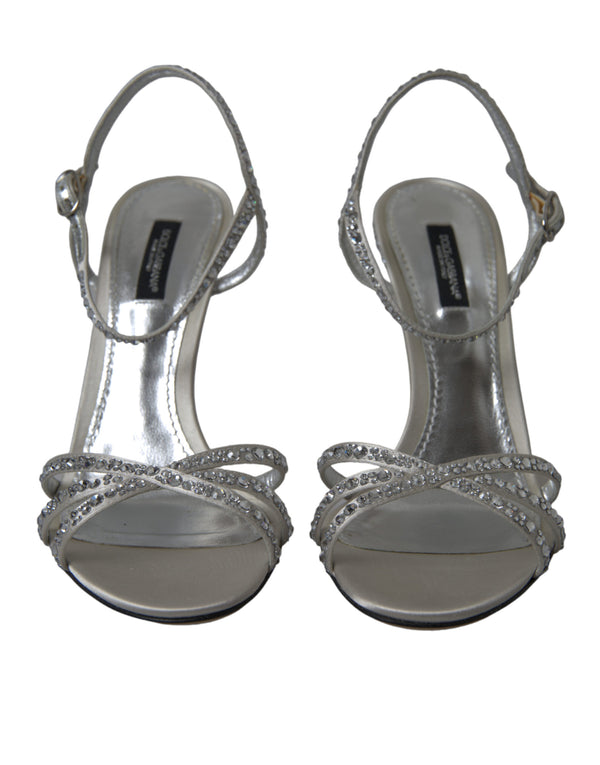 Silberne Kristall-Knöchelriemen-Sandalen Schuhe