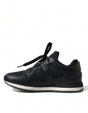 Schwarz Floral Spitze Leder Turnschuhe Schuhe