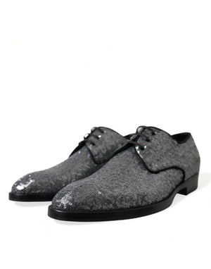 Silberne paillettenbesetzte Schnürschuhe für Männer Derby Dress Schuhe