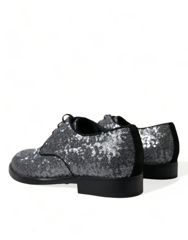Silberne paillettenbesetzte Schnürschuhe für Männer Derby Dress Schuhe
