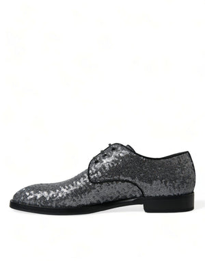 Silberne paillettenbesetzte Schnürschuhe für Männer Derby Dress Schuhe