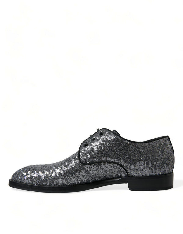 Silberne paillettenbesetzte Schnürschuhe für Männer Derby Dress Schuhe