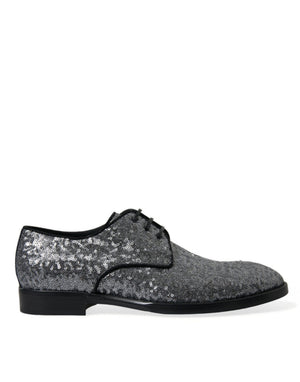 Silberne paillettenbesetzte Schnürschuhe für Männer Derby Dress Schuhe