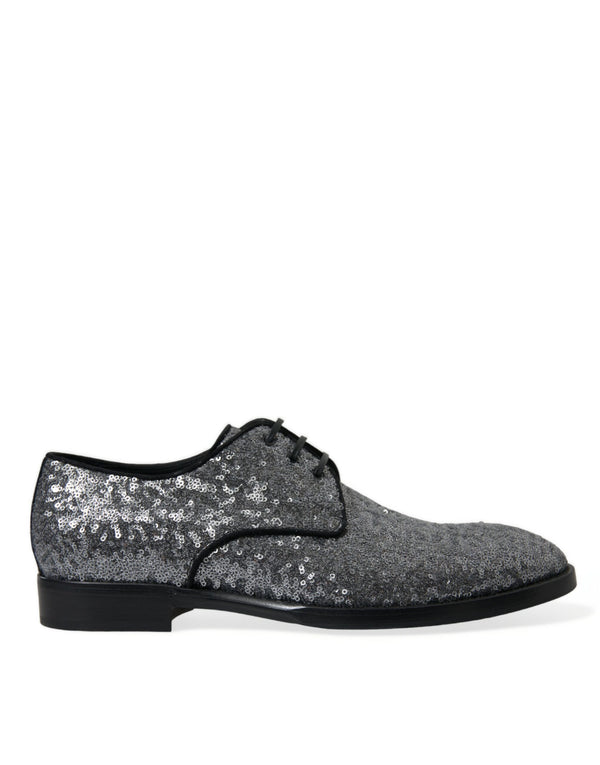 Silberne paillettenbesetzte Schnürschuhe für Männer Derby Dress Schuhe