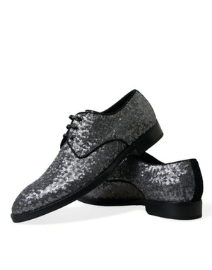 Silberne paillettenbesetzte Schnürschuhe für Männer Derby Dress Schuhe