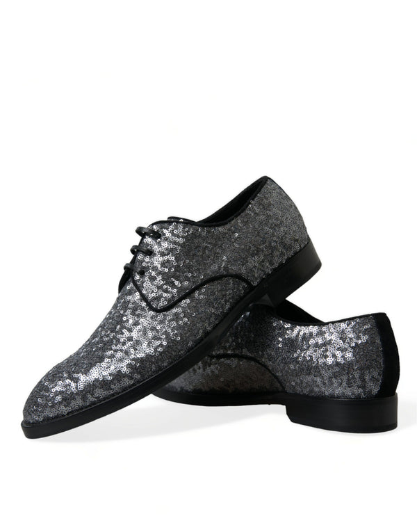Silberne paillettenbesetzte Schnürschuhe für Männer Derby Dress Schuhe