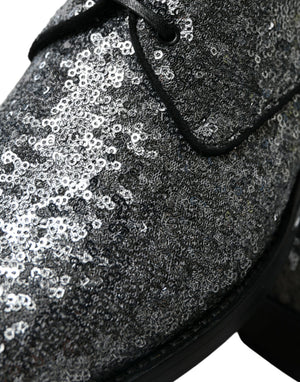 Silberne paillettenbesetzte Schnürschuhe für Männer Derby Dress Schuhe