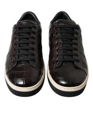 Braun Kroko Exotische Leder Männer Casual Turnschuhe Schuhe