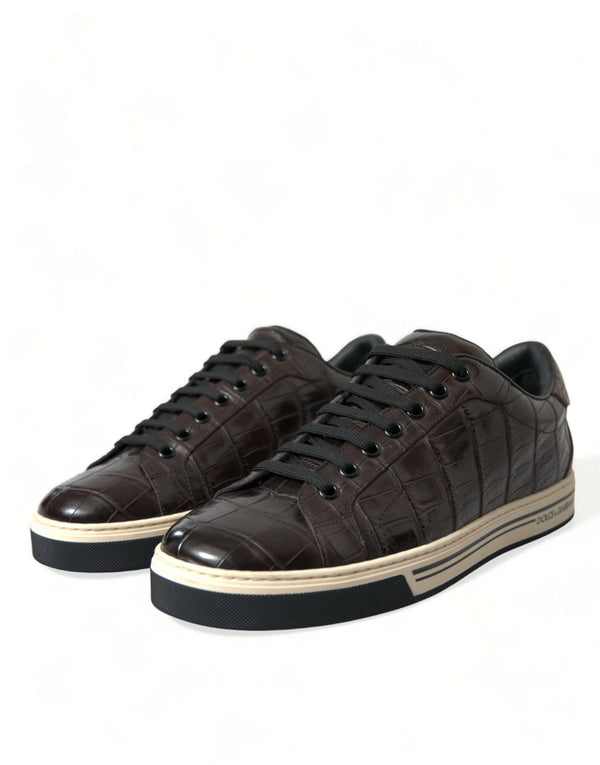 Braun Kroko Exotische Leder Männer Casual Turnschuhe Schuhe