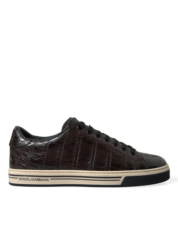 Braun Kroko Exotische Leder Männer Casual Turnschuhe Schuhe