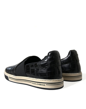 Schwarz Kroko Exotische Leder Turnschuhe Schuhe