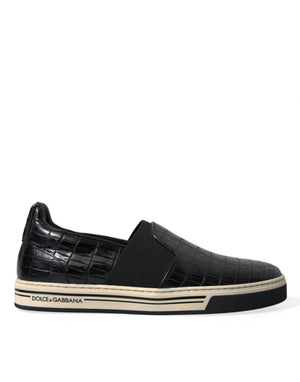 Schwarz Kroko Exotische Leder Turnschuhe Schuhe