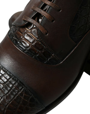Braune Exotische Leder Schnürschuhe Oxford Dress Schuhe