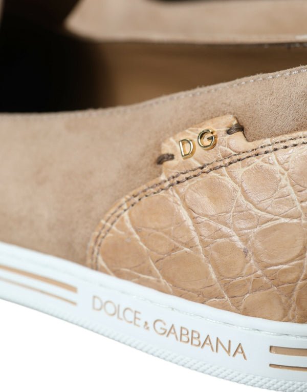 Beige Wildleder Kaiman Männer Loafers Pantoffeln Schuhe