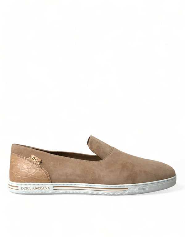 Beige Wildleder Kaiman Männer Loafers Pantoffeln Schuhe