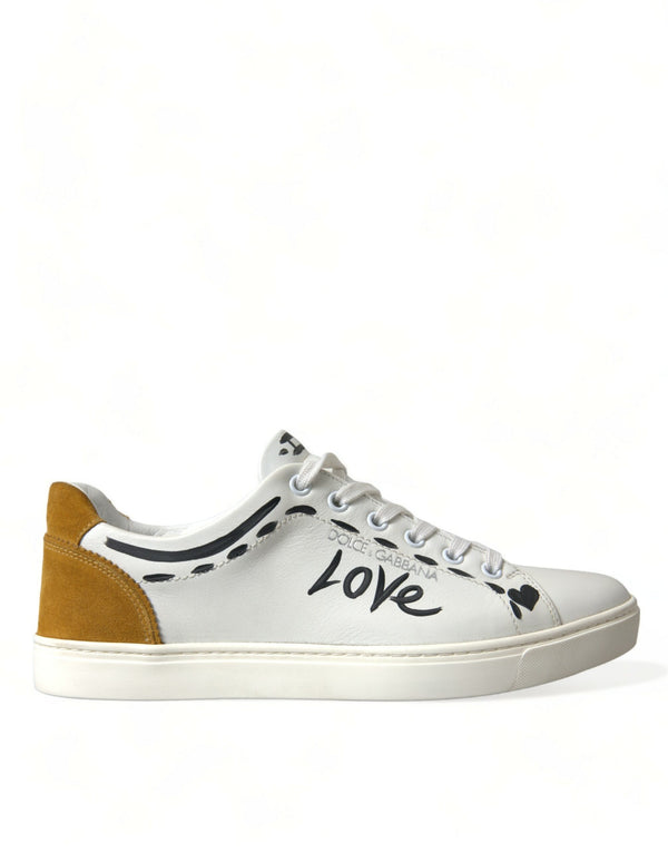 Weiß Leder LOVE Milano Männer Turnschuhe Schuhe