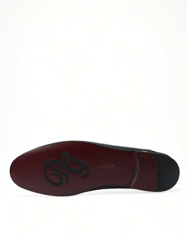 Blaue Krokodilleder Loafer Slip On Schuhe