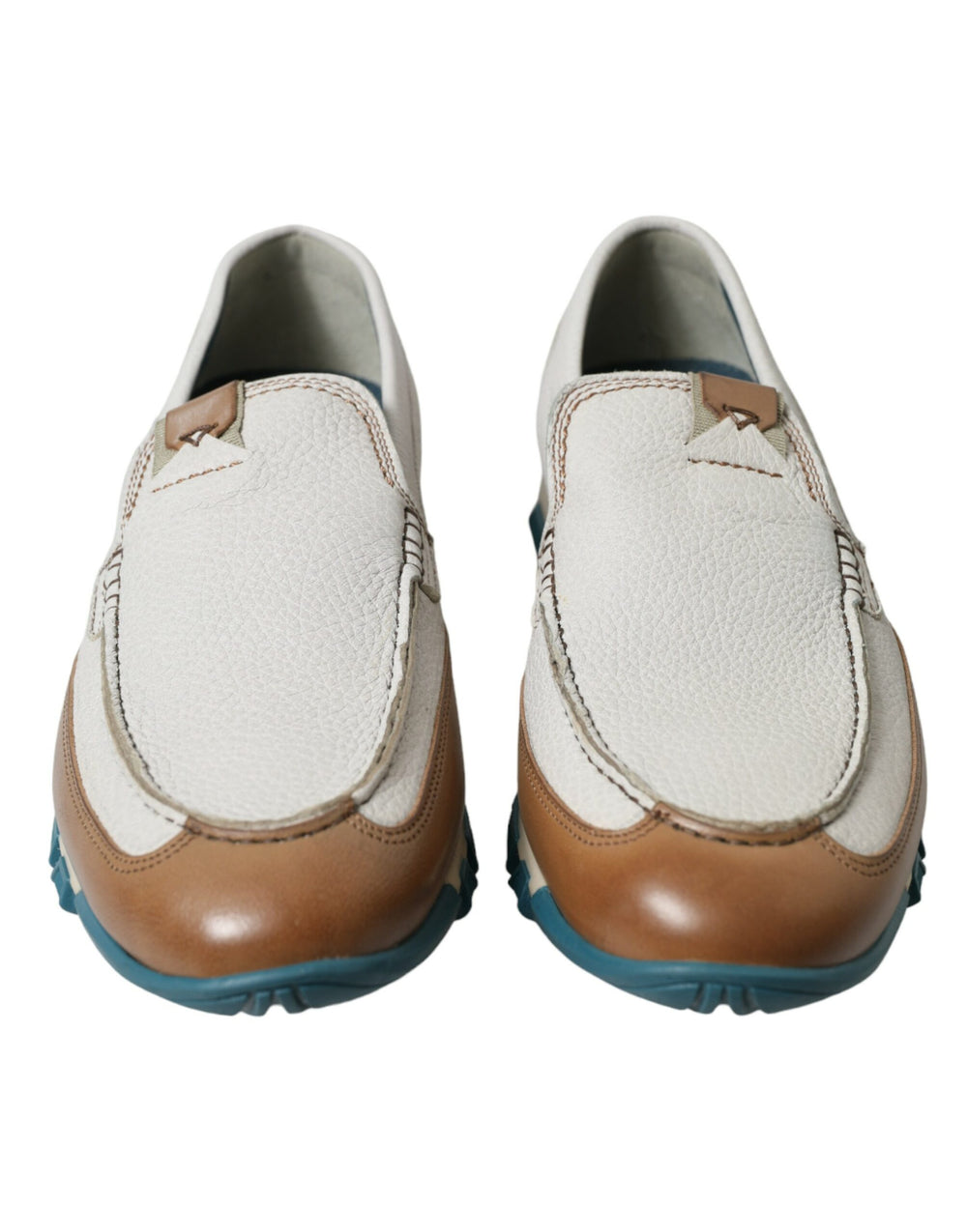 Weiß Braun Leder Slip On Männer Mokassin Schuhe