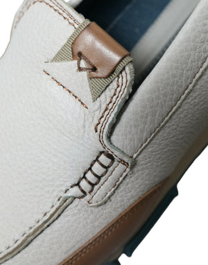 Weiß Braun Leder Slip On Männer Mokassin Schuhe