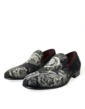 Schwarz Floral Hausschuhe Männer Loafers Kleid Schuhe