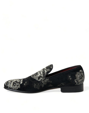 Schwarz Floral Hausschuhe Männer Loafers Kleid Schuhe