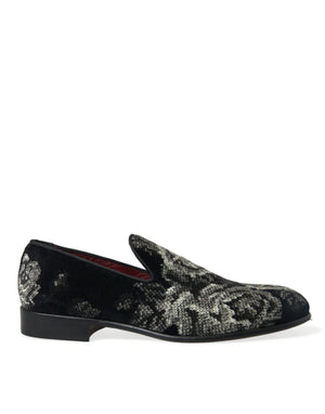 Schwarz Floral Hausschuhe Männer Loafers Kleid Schuhe