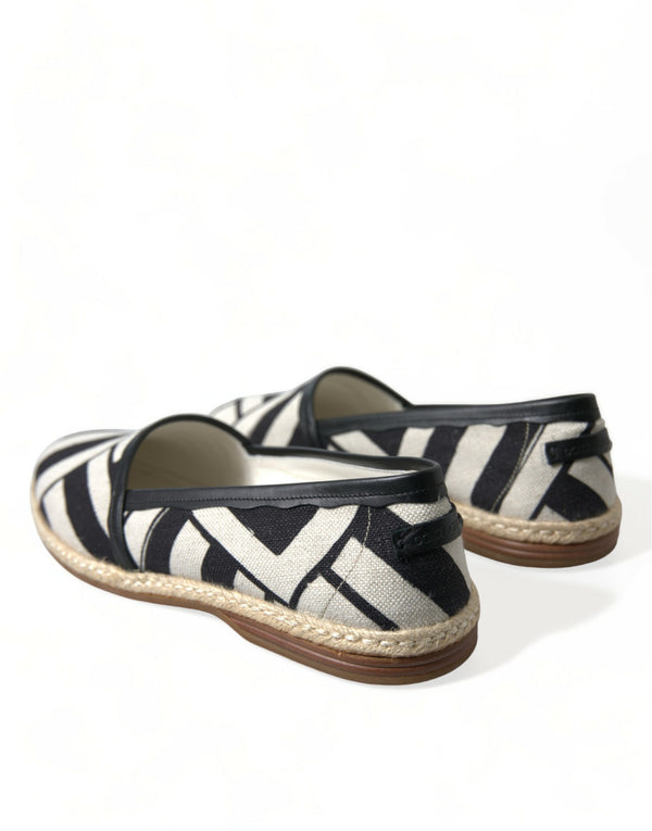 Beige Schwarz Gestreifte Canvas Espadrilles MONDELLO Schuhe