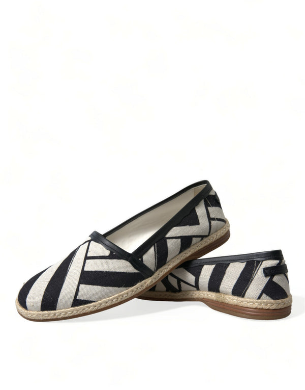 Beige Schwarz Gestreifte Canvas Espadrilles MONDELLO Schuhe