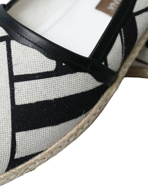 Beige Schwarz Gestreifte Canvas Espadrilles MONDELLO Schuhe