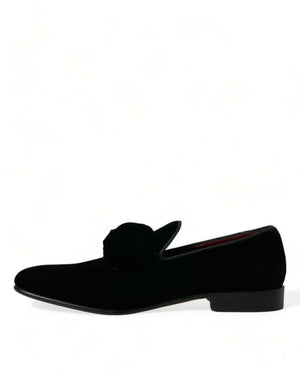 Schwarzer Samt Loafers Formelle Schuhe